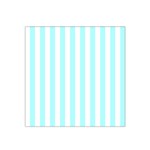 Vertical Stripes - White and Celeste Cyan Satin Bandana Scarf