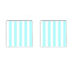 Vertical Stripes - White and Celeste Cyan Cufflinks (Square)