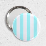 Vertical Stripes - White and Celeste Cyan 2.25  Handbag Mirror