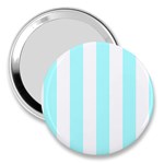 Vertical Stripes - White and Celeste Cyan 3  Handbag Mirror