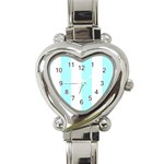 Vertical Stripes - White and Celeste Cyan Heart Italian Charm Watch