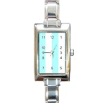 Vertical Stripes - White and Celeste Cyan Rectangle Italian Charm Watch