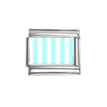 Vertical Stripes - White and Celeste Cyan Italian Charm (9mm)
