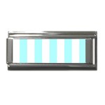 Vertical Stripes - White and Celeste Cyan Superlink Italian Charm (9mm)