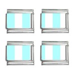 Vertical Stripes - White and Celeste Cyan 9mm Italian Charm (4 pack)