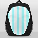 Vertical Stripes - White and Celeste Cyan Backpack Bag