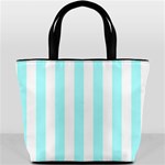 Vertical Stripes - White and Celeste Cyan Bucket Bag