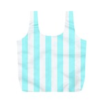 Vertical Stripes - White and Celeste Cyan Full Print Recycle Bag (M)