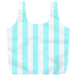 Vertical Stripes - White and Celeste Cyan Full Print Recycle Bag (XL)