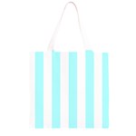 Vertical Stripes - White and Celeste Cyan Grocery Light Tote Bag