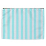 Vertical Stripes - White and Celeste Cyan Cosmetic Bag (XXL)