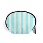 Vertical Stripes - White and Celeste Cyan Accessory Pouch (Small)