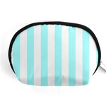 Vertical Stripes - White and Celeste Cyan Accessory Pouch (Medium)