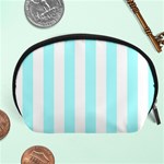 Vertical Stripes - White and Celeste Cyan Accessory Pouch (Large)