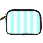 Vertical Stripes - White and Celeste Cyan Digital Camera Leather Case