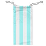 Vertical Stripes - White and Celeste Cyan Jewelry Bag