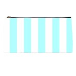 Vertical Stripes - White and Celeste Cyan Pencil Case