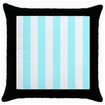 Vertical Stripes - White and Celeste Cyan Throw Pillow Case (Black)