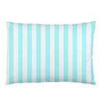 Vertical Stripes - White and Celeste Cyan Pillow Case (Two Sides)