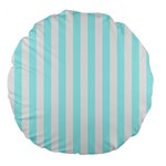 Vertical Stripes - White and Celeste Cyan Large 18  Premium Flano Round Cushion