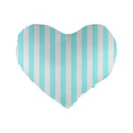 Vertical Stripes - White and Celeste Cyan Standard 16  Premium Heart Shape Cushion