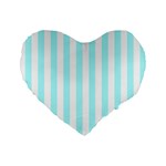 Vertical Stripes - White and Celeste Cyan Standard 16  Premium Flano Heart Shape Cushion
