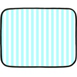 Vertical Stripes - White and Celeste Cyan Fleece Blanket (Mini)