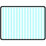 Vertical Stripes - White and Celeste Cyan Fleece Blanket (Large) (One Side)