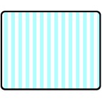 Vertical Stripes - White and Celeste Cyan Fleece Blanket (Medium) (One Side)