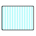 Vertical Stripes - White and Celeste Cyan Fleece Blanket (Small) (One Side)