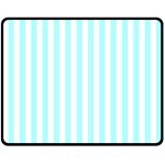 Vertical Stripes - White and Celeste Cyan Double Sided Fleece Blanket (Medium) (Two Sides)