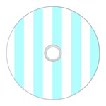 Vertical Stripes - White and Celeste Cyan CD Wall Clock