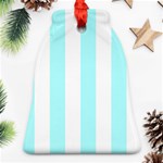 Vertical Stripes - White and Celeste Cyan Ornament (Bell)