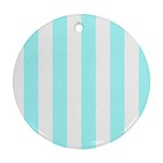 Vertical Stripes - White and Celeste Cyan Ornament (Round)