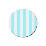 Vertical Stripes - White and Celeste Cyan Rubber Round Coaster (4 pack)
