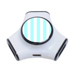 Vertical Stripes - White and Celeste Cyan Portable USB Hub (One Side)