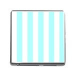Vertical Stripes - White and Celeste Cyan Memory Card Reader (Square)