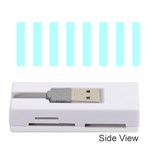 Vertical Stripes - White and Celeste Cyan Memory Card Reader (Stick)