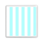 Vertical Stripes - White and Celeste Cyan Memory Card Reader with Storage (Square)