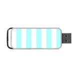 Vertical Stripes - White and Celeste Cyan Portable USB Flash (One Side)