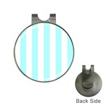 Vertical Stripes - White and Celeste Cyan Golf Ball Marker Hat Clip