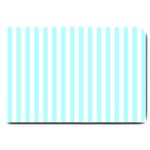 Vertical Stripes - White and Celeste Cyan Large Doormat
