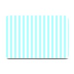 Vertical Stripes - White and Celeste Cyan Plate Mat