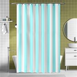 Vertical Stripes - White and Celeste Cyan Shower Curtain 48  x 72  (Small)