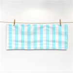 Vertical Stripes - White and Celeste Cyan Hand Towel