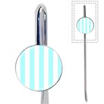 Vertical Stripes - White and Celeste Cyan Book Mark
