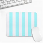 Vertical Stripes - White and Celeste Cyan Small Mousepad