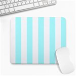 Vertical Stripes - White and Celeste Cyan Large Mousepad