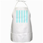 Vertical Stripes - White and Celeste Cyan BBQ Apron