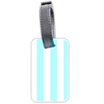 Vertical Stripes - White and Celeste Cyan Luggage Tag (Two Sides)
